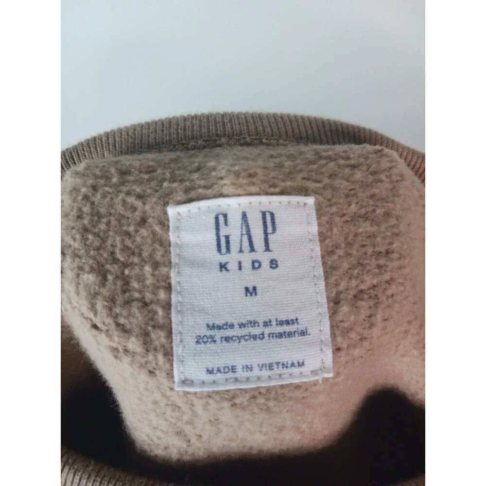 Gap Kids Boys Brown Crewneck Sweatshirt Size M Bear Logo Pullover Casual Top